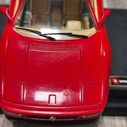 Bburago Ferrari 348 tb 1989 Red Diecast Model Car with Display Stand Base