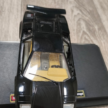 Bburago Lamborghini Countach 5000 1988 Black Diecast Model Car Base Italy