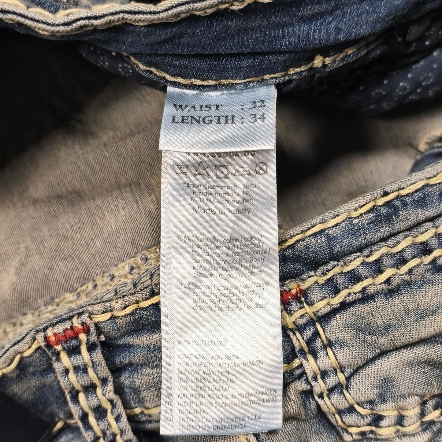 Soccx Denim Womens Jeans W32 L34 Blue Straight Leg Thick Stitching Distressed