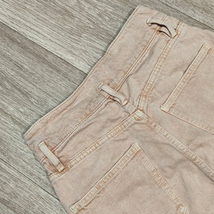 ZARA Women XS Pink Peach Denim Mini Skirt High Waist 100% Cotton 5 Pocket Jean