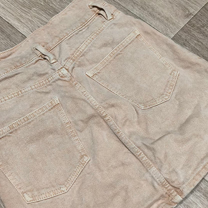 ZARA Women XS Pink Peach Denim Mini Skirt High Waist 100% Cotton 5 Pocket Jean