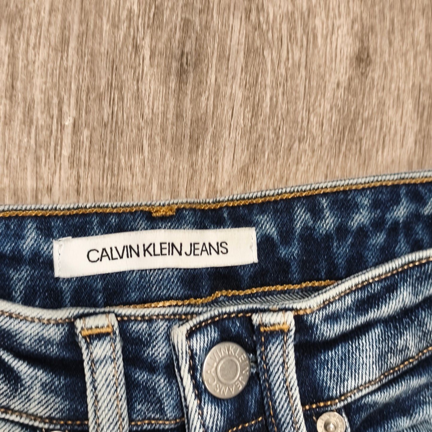 Calvin Klein Jeans Womens W25 L32 High Rise Skinny Blue Dip Dye Raw Hem Jeans
