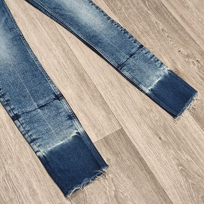 Calvin Klein Jeans Womens W25 L32 High Rise Skinny Blue Dip Dye Raw Hem Jeans