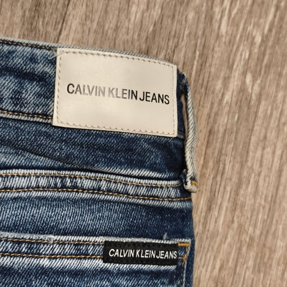 Calvin Klein Jeans Womens W25 L32 High Rise Skinny Blue Dip Dye Raw Hem Jeans
