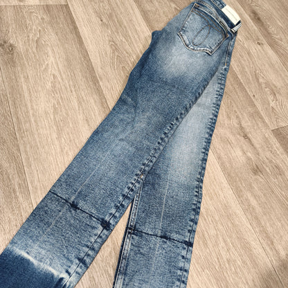 Calvin Klein Jeans Womens W25 L32 High Rise Skinny Blue Dip Dye Raw Hem Jeans