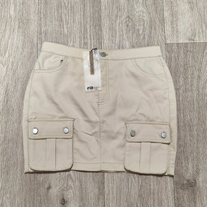 FB Sister Damen-Cargo-Minirock, beige, neu mit Etikett, Größe S, elastischer Bund, Utility-Stil, Y2K