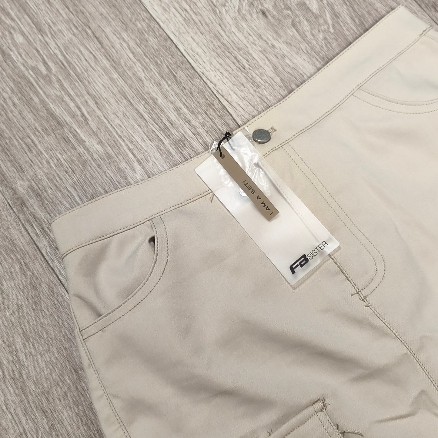 FB Sister Womens Beige Cargo Mini Skirt NWT Size S Elastic Waist Utility Y2K