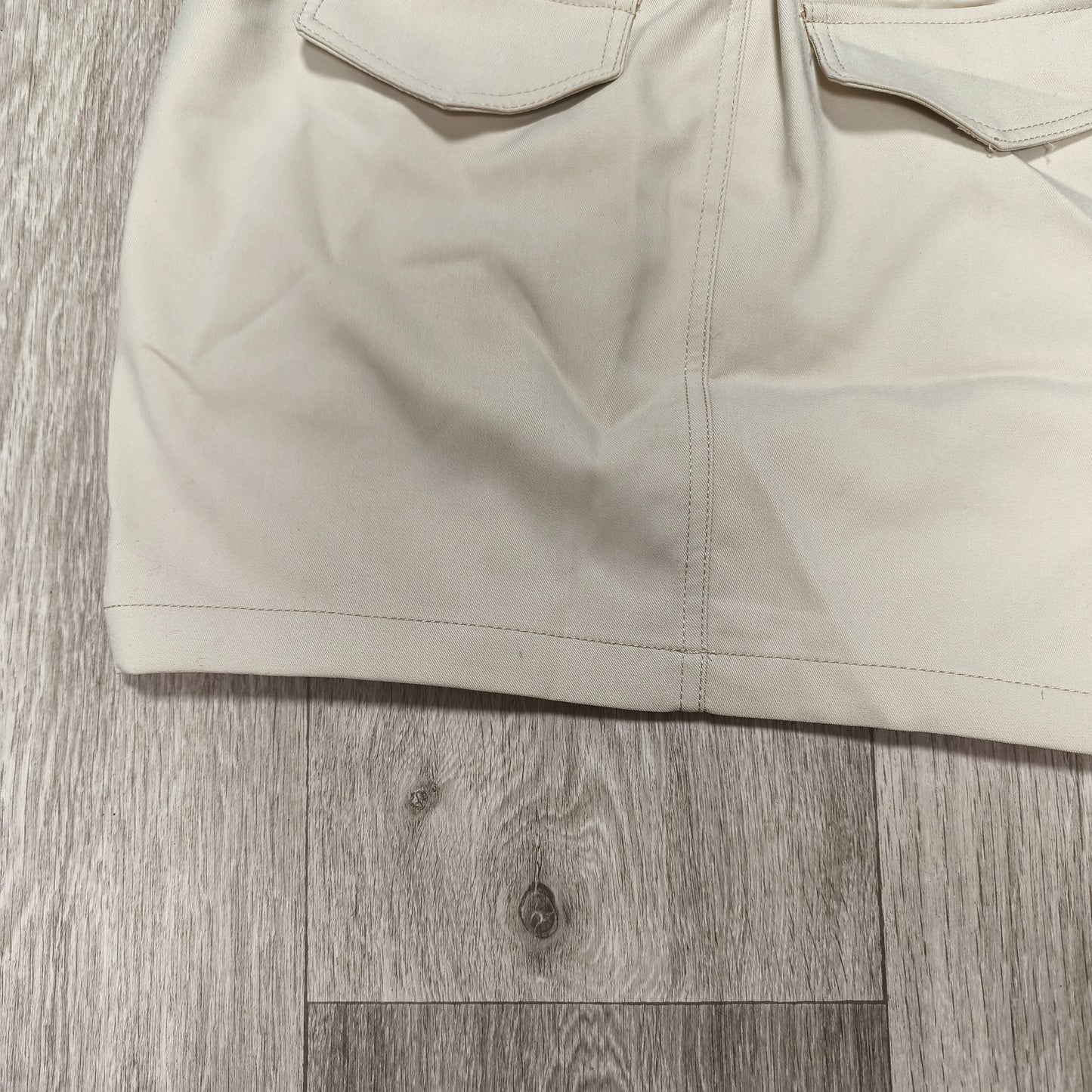 FB Sister Womens Beige Cargo Mini Skirt NWT Size S Elastic Waist Utility Y2K
