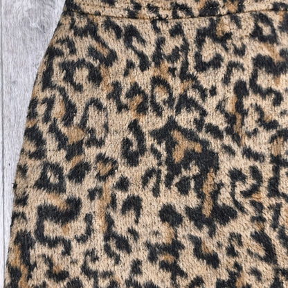 Next Women Animal Leopard Print Textured Mini Skirt Full Front Zip UK 14 EUR 42