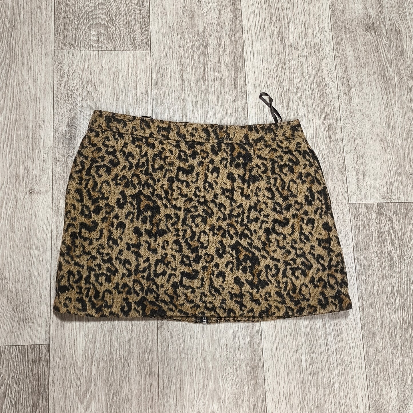 Next Women Animal Leopard Print Textured Mini Skirt Full Front Zip UK 14 EUR 42