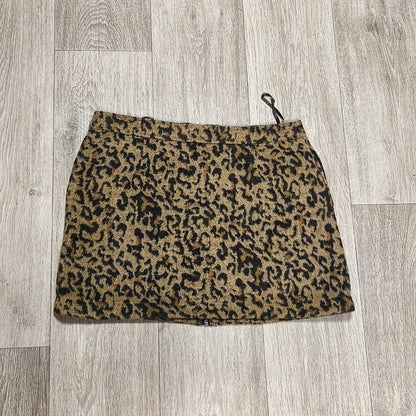 Next Women Animal Leopard Print Textured Mini Skirt Full Front Zip UK 14 EUR 42