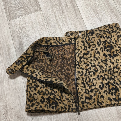 Next Women Animal Leopard Print Textured Mini Skirt Full Front Zip UK 14 EUR 42