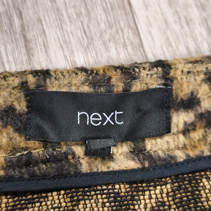 Next Women Animal Leopard Print Textured Mini Skirt Full Front Zip UK 14 EUR 42