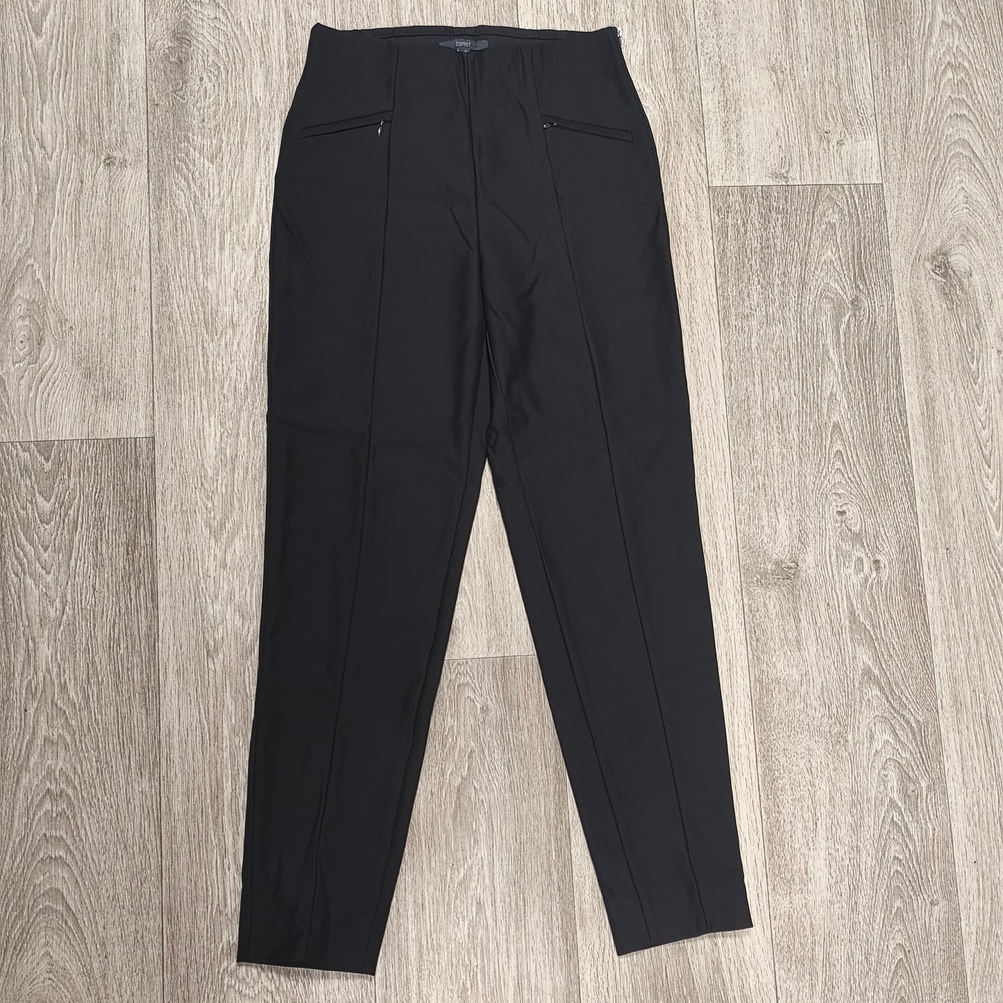 Esprit Black Trousers Womens Size US 4 D 34 Slim Fit High Waist Stretch Pants