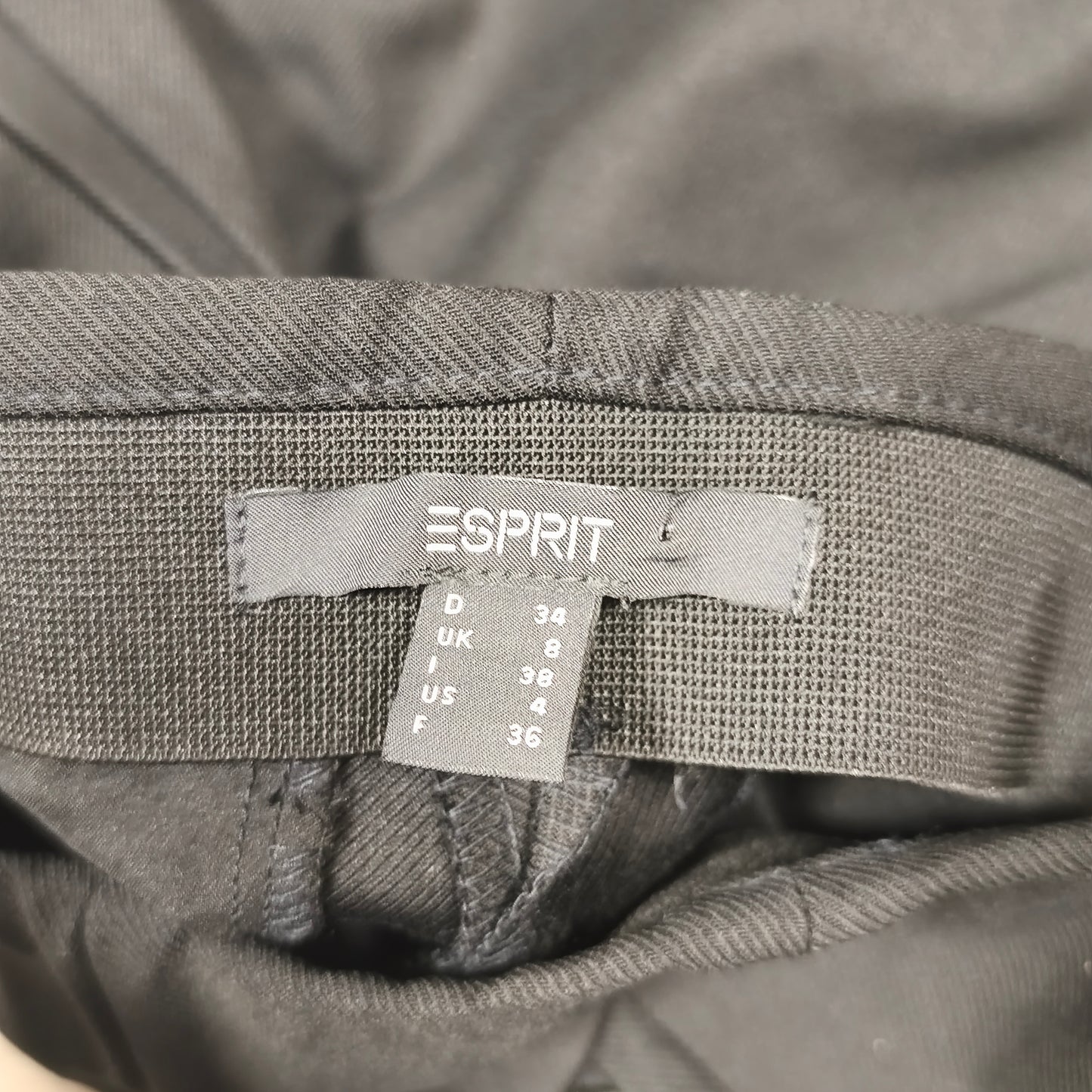Esprit Black Trousers Womens Size US 4 D 34 Slim Fit High Waist Stretch Pants
