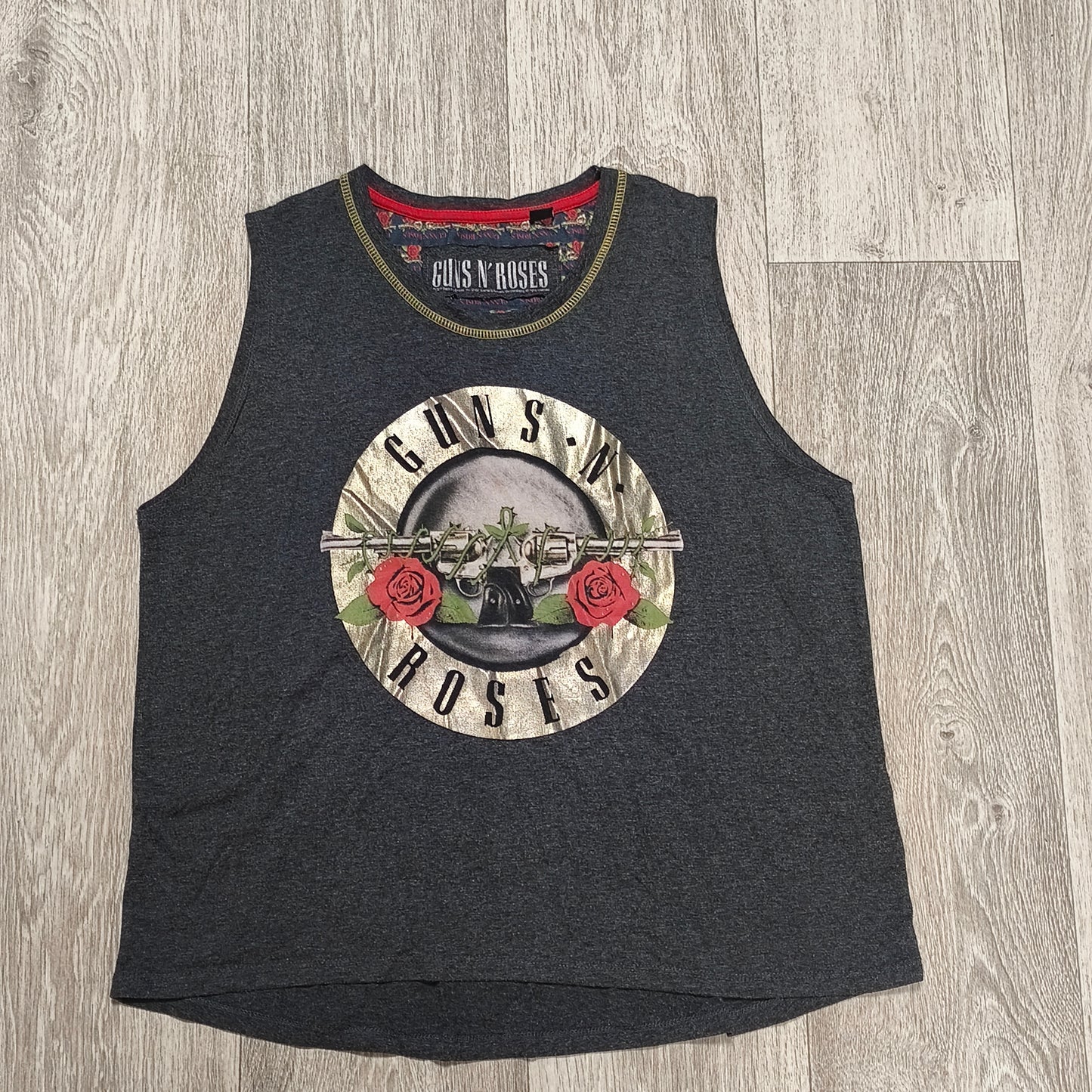Guns N' Roses Graphic Tank Top Sleeveless Shirt Womens Large Band Tee Grey