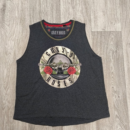 Guns N' Roses Graphic Tank Top Sleeveless Shirt Womens Large Band Tee Grey