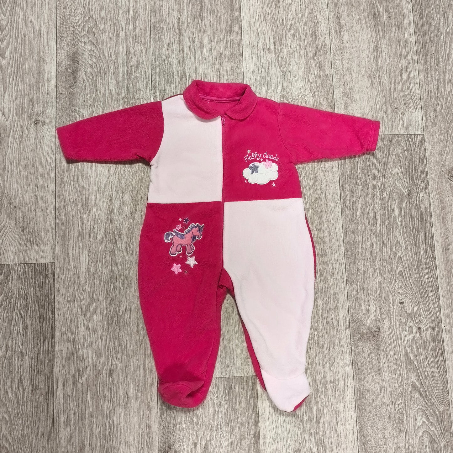 Early Days Baby Girl 6-12M Pink Fleece Sleepsuit Unicorn Footed Onesie 74cm