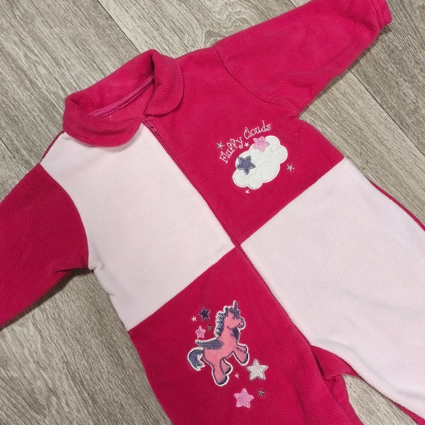 Early Days Baby Girl 6-12M Pink Fleece Sleepsuit Unicorn Footed Onesie 74cm
