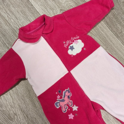 Early Days Baby Girl 6-12M Pink Fleece Sleepsuit Unicorn Footed Onesie 74cm