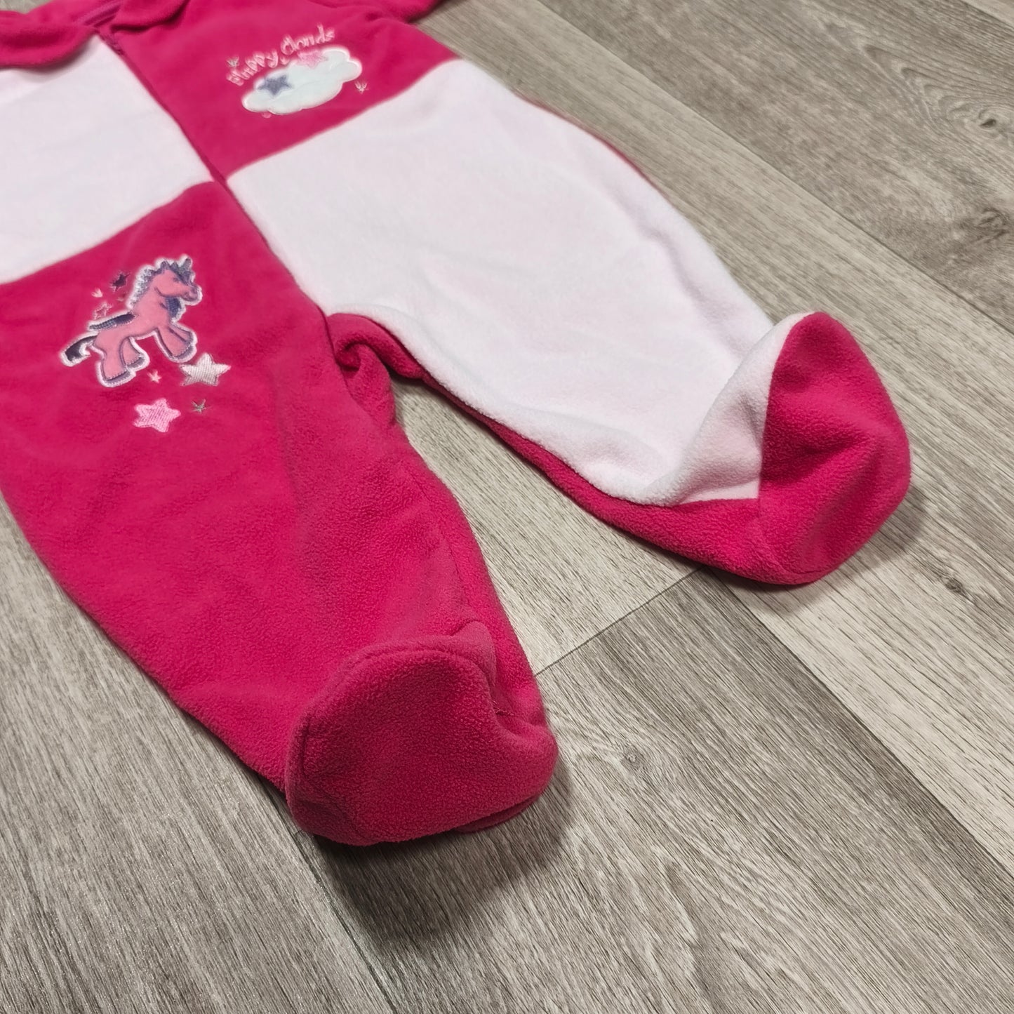 Early Days Baby Girl 6-12M Pink Fleece Sleepsuit Unicorn Footed Onesie 74cm