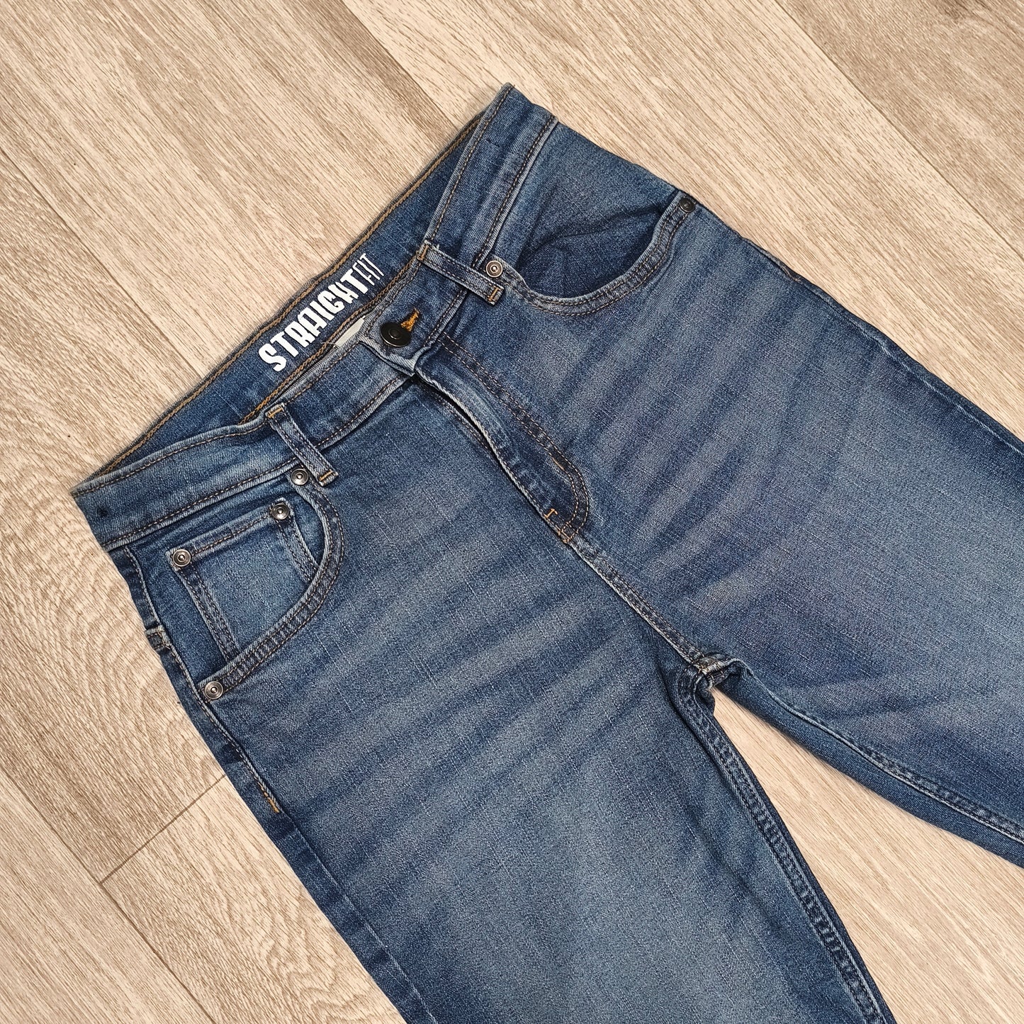 Tu Kids Unisex Straight Fit Denim Jeans Blue Size 13 Years 158cm Stretch