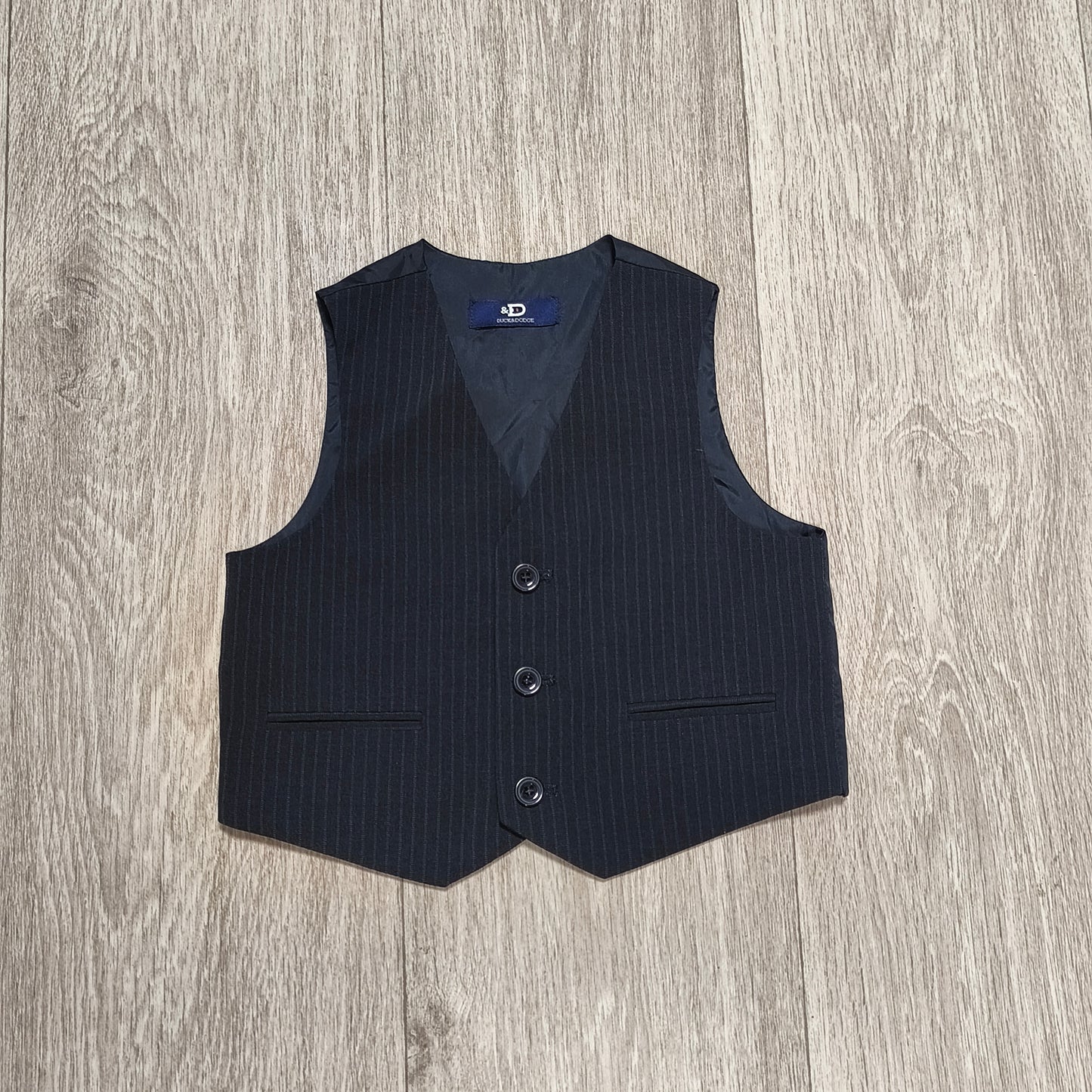 Duck & Dodge Boys Navy Blue Pinstripe Suit Vest Waistcoat Age 3 Yrs 98cm