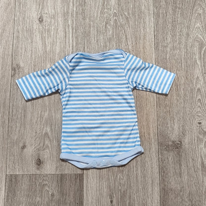 Baby Bodysuit One Piece Long Sleeve Blue White Striped Snap Infant Boy Girl