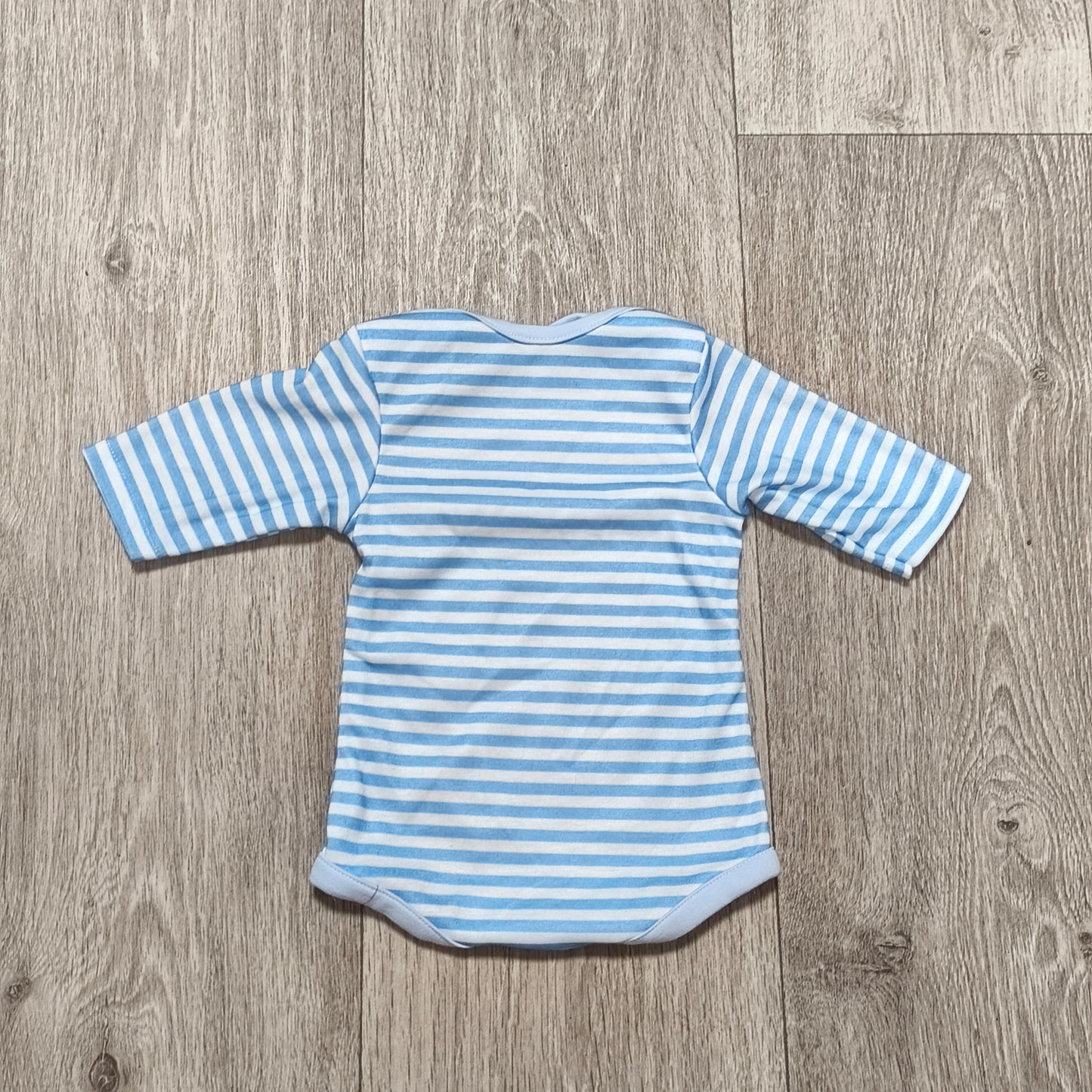 Baby Bodysuit One Piece Long Sleeve Blue White Striped Snap Infant Boy Girl
