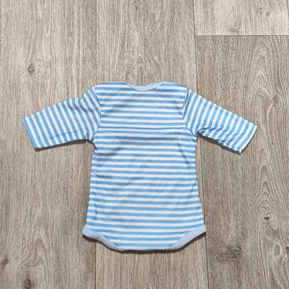 Baby Bodysuit One Piece Long Sleeve Blue White Striped Snap Infant Boy Girl