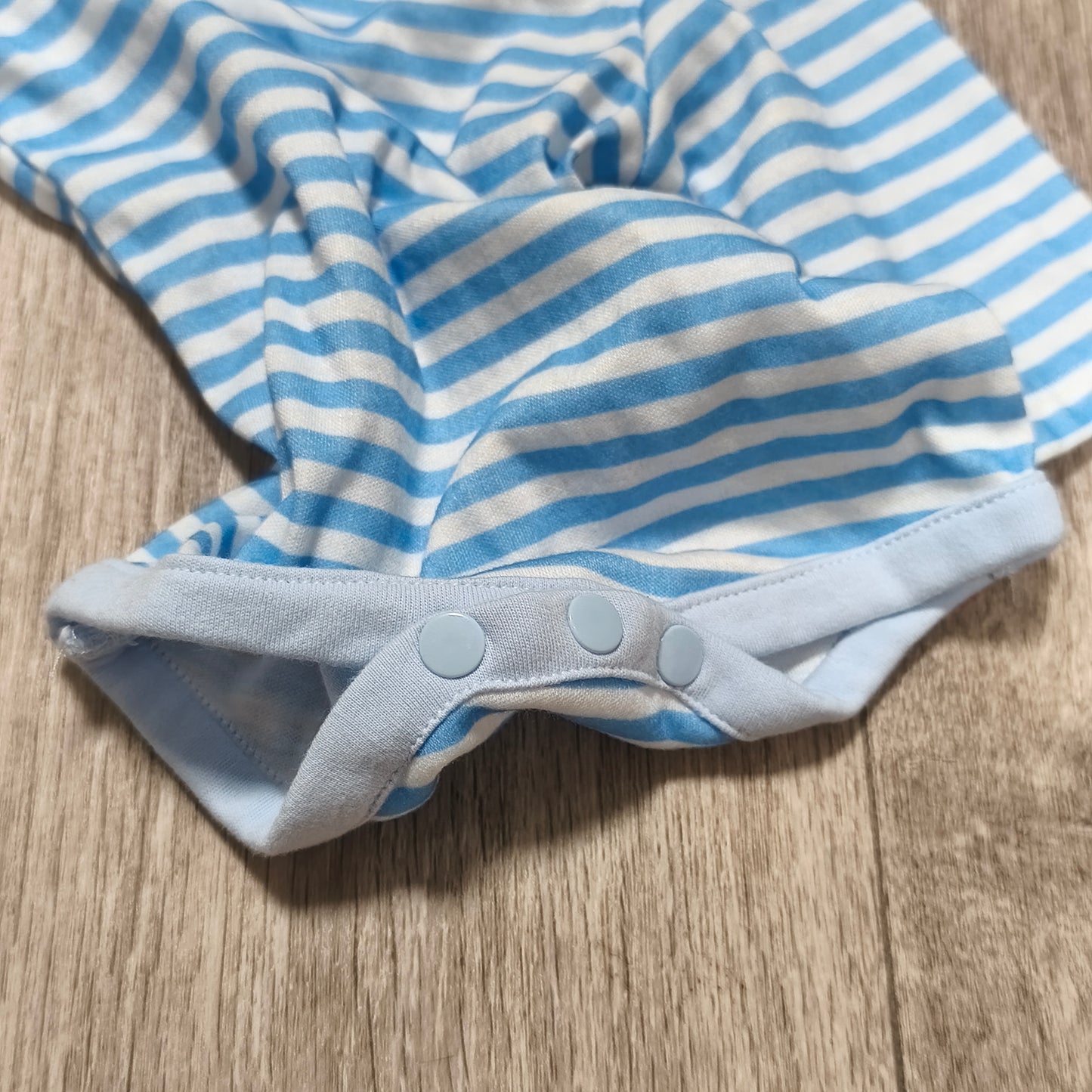 Baby Bodysuit One Piece Long Sleeve Blue White Striped Snap Infant Boy Girl
