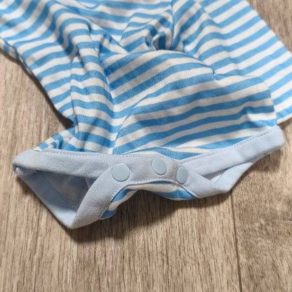 Baby Bodysuit One Piece Long Sleeve Blue White Striped Snap Infant Boy Girl