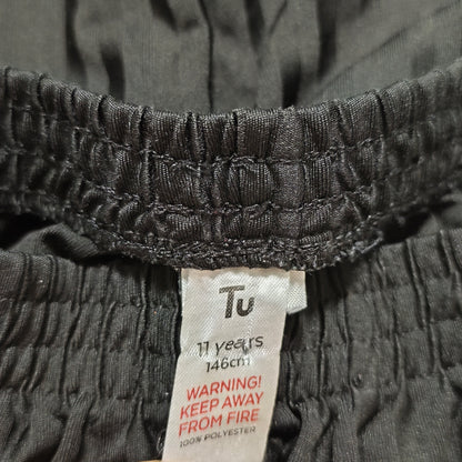 Tu Kids Unisex Black PE Sports Shorts Size 11 Years 146cm Elastic Waist