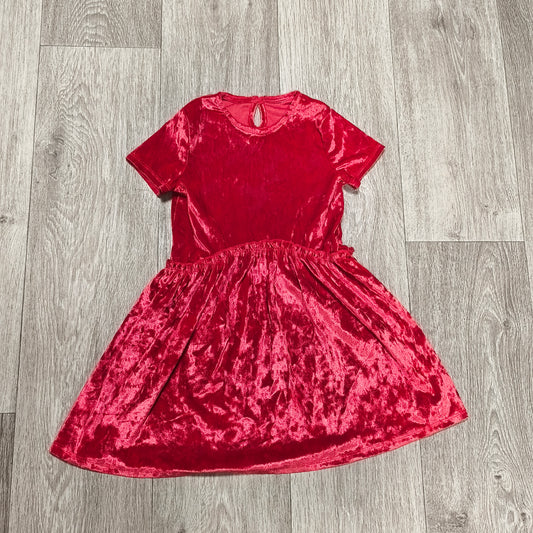 Girls Red Velvet Dress Short Sleeve Holiday Party Size 122