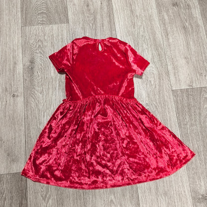 Girls Red Velvet Dress Short Sleeve Holiday Party Size 122