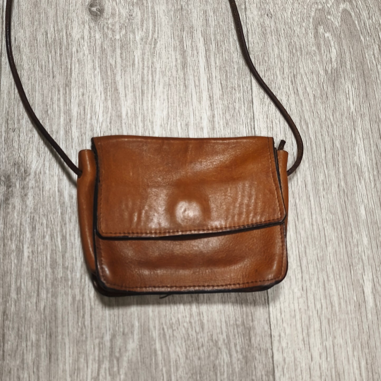 Vintage Italian Leather Crossbody Bag Small Brown Purse Made in Italy