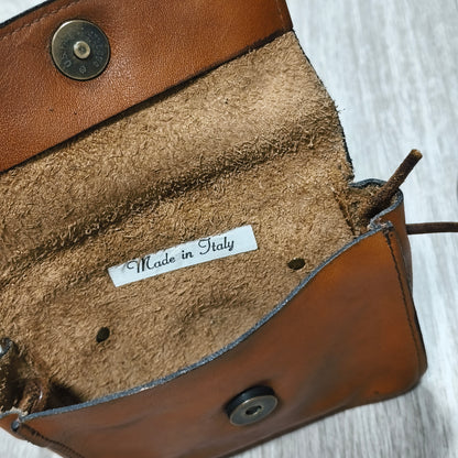 Vintage Italian Leather Crossbody Bag Small Brown Purse Made in Italy