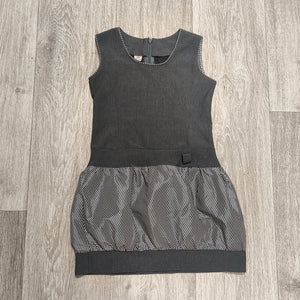Girls Dress Gray Black Gingham Checkered Sleeveless Size 128 7-8 Years