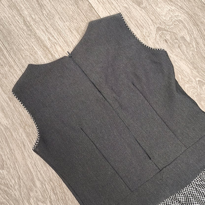 Girls Dress Gray Black Gingham Checkered Sleeveless Size 128 7-8 Years