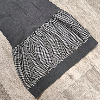 Girls Dress Gray Black Gingham Checkered Sleeveless Size 128 7-8 Years