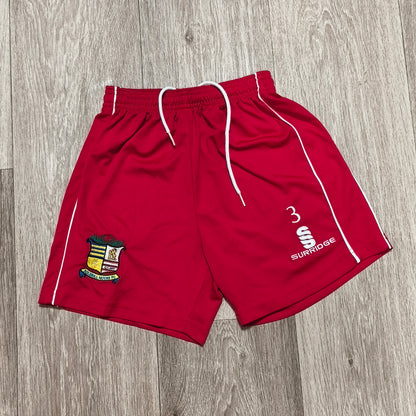 Surridge Solihull Moors FC Football Shorts Red Size LB Kids Youth