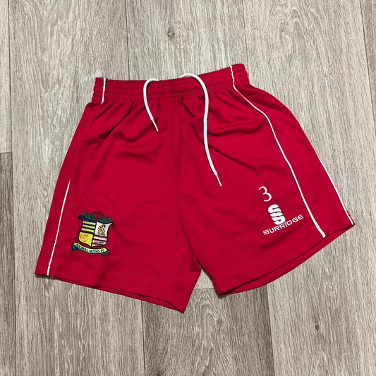Surridge Solihull Moors FC Football Shorts Red Size LB Kids Youth