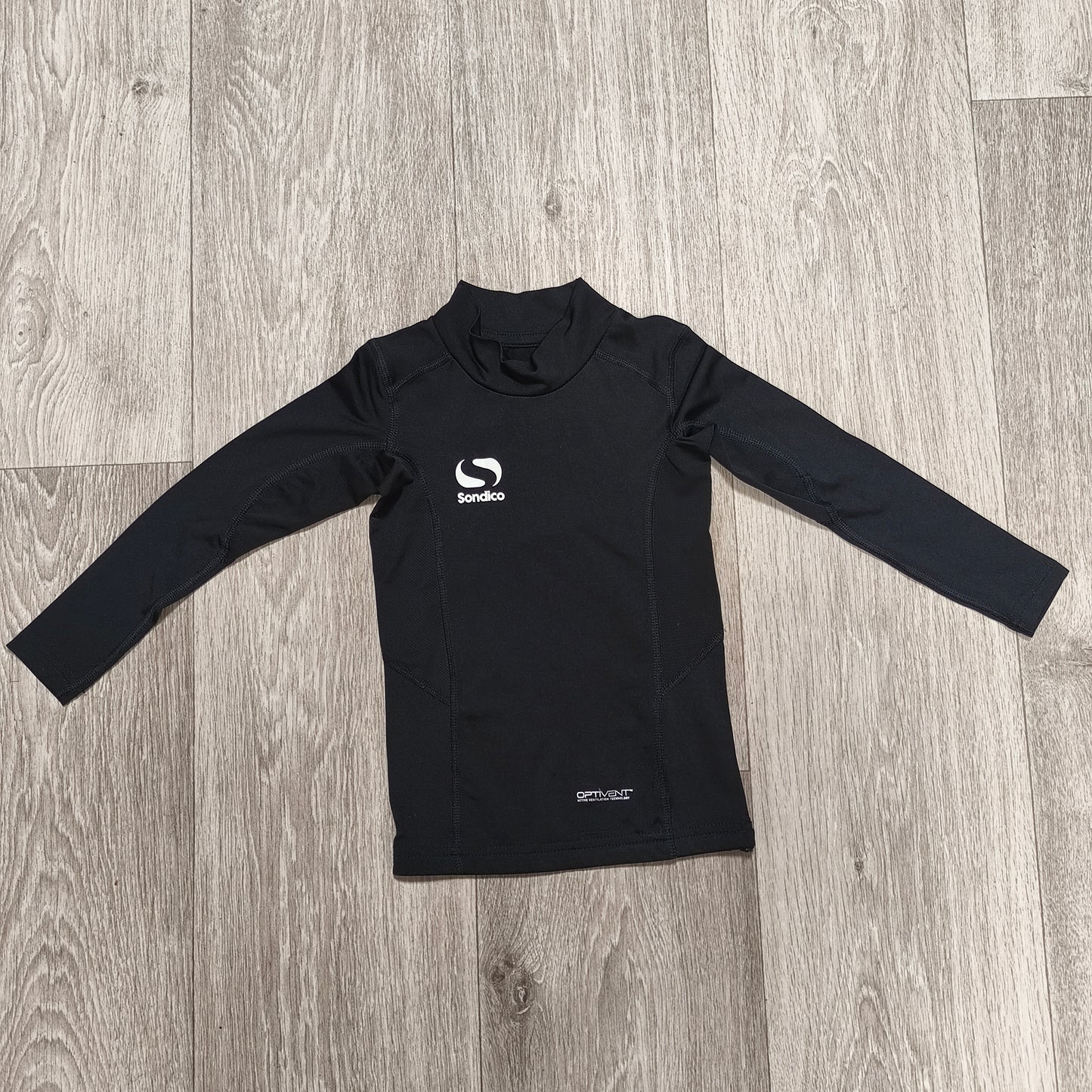 Sondico Base Layer Top Black Boys 3-4 Years 98-104cm Long Sleeve Compression