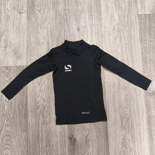 Sondico Base Layer Top Black Boys 3-4 Years 98-104cm Long Sleeve Compression
