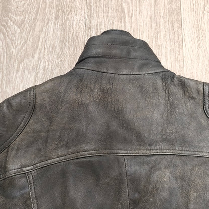 Vintage Black Leather Bomber Jacket Egyptian Art Lining Size 52