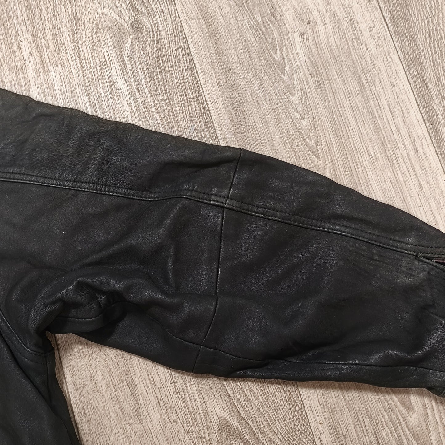 Vintage Black Leather Bomber Jacket Egyptian Art Lining Size 52