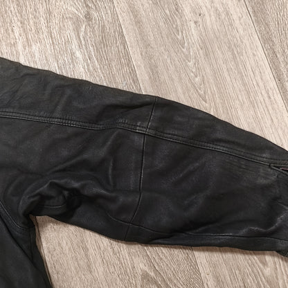 Vintage Black Leather Bomber Jacket Egyptian Art Lining Size 52