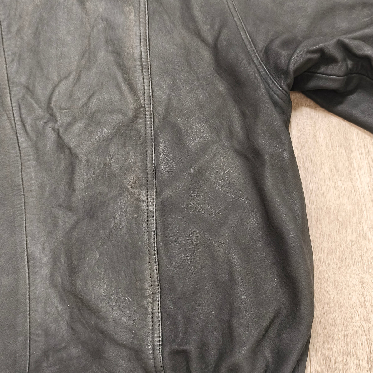 Vintage Black Leather Bomber Jacket Egyptian Art Lining Size 52