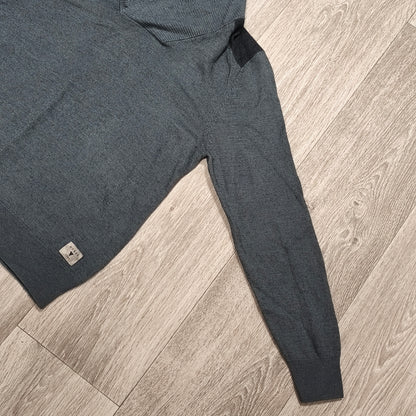 GUESS Men's Gray Wool Blend Shawl Collar Pullover Sweater Size M Patch Logo