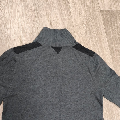 GUESS Men's Gray Wool Blend Shawl Collar Pullover Sweater Size M Patch Logo